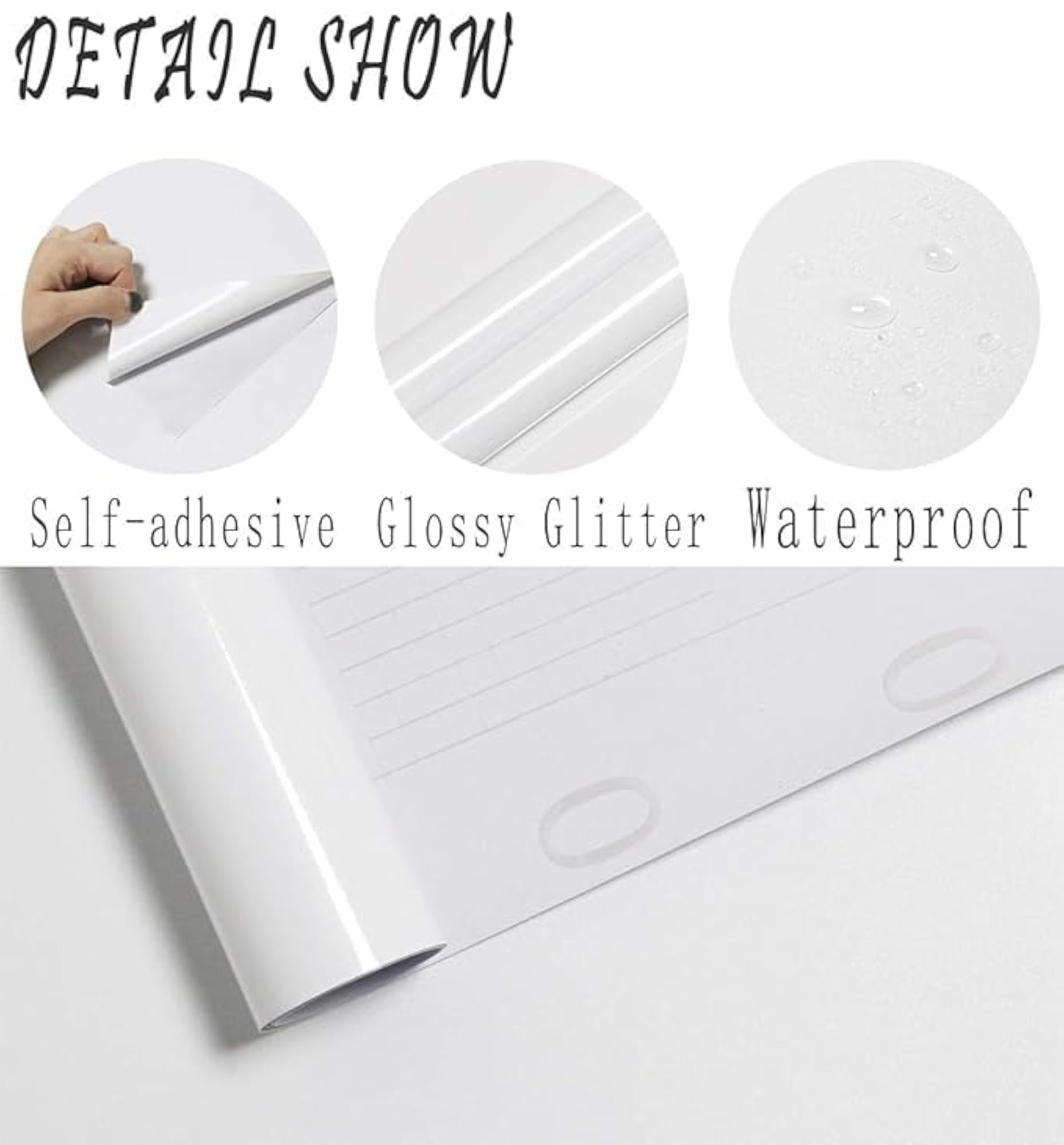 Glossy White Contact Paper for Countertops, Removable