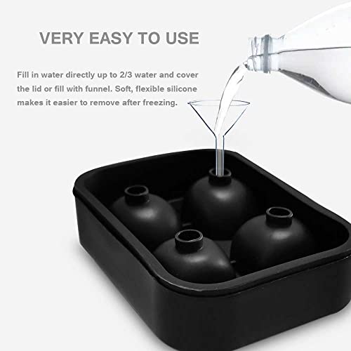 3D Skull Ice Mold Tray | Large Size 4 Cavity Food Grade Silicone Flexible Ice Maker For Whisky Jelly Candy Chocolate Cocktails - Awesome Halloween Christmas Gift, Bpa Free #TOP3