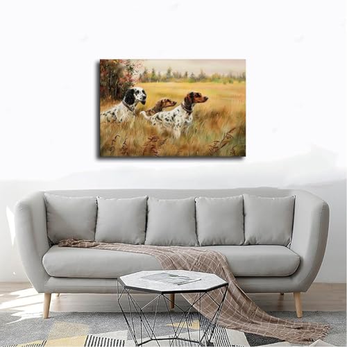 Poster vintage chien de chasse en toile idee cadeau originale de grand format pour collectionneur