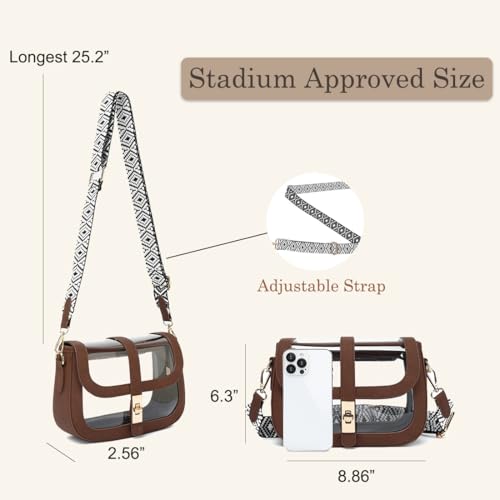 Image of LOXOMU Clear Bag for Stadium Events, Cute Clear Crossbody Bag Stadium Approved, Small Clear Concert Purse for Women