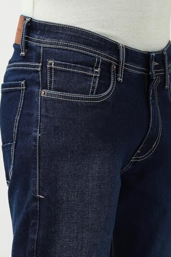 Image of Peter England Men's Slim Tapered Jeans | Denim Mid Wash | Casual Wear | Modern Fit