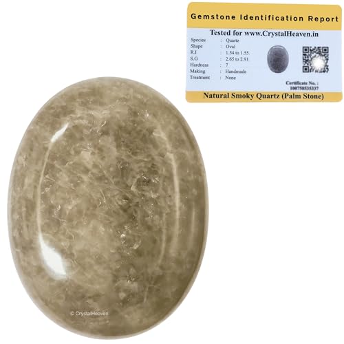 Image of Crystal Heaven Certified Smoky Quartz Crystal Palm Pebbles Stones for Anxiety Stress Relief Massage - AAA Grade Original Healing Gemstone Agate Palm Stone for Yoga Meditation Spiritual Reiki Feng Shui