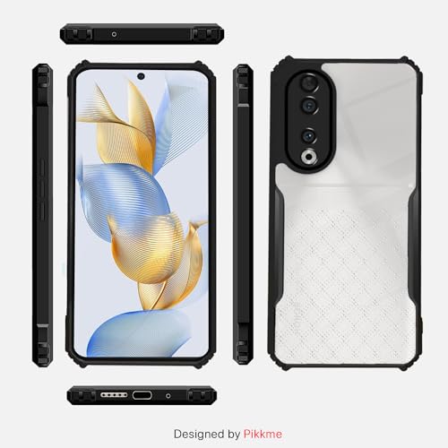 Image of Pikkme Honor 90 5G Back Cover | Crystal Clear Transparent Back | Ultra Hybrid | Full Camera Protection | Raised Edge | Bumper Back Case (Black)
