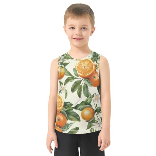 susiyo Citrus Fruit Orange and Leaves Boys Sleeveless Tank Top Girls Athletic T Shirt2