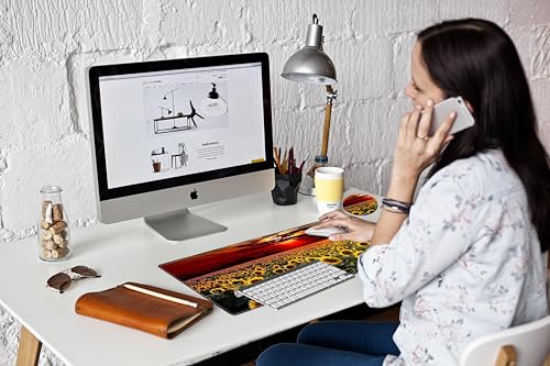 Image of 24x12 inch Mouse Pad Large Desk Mat Sunflower Mousepad Gaming Long Extended Protector Mat Big Computer Mat for Wireless Mouse Non Slip Home Work