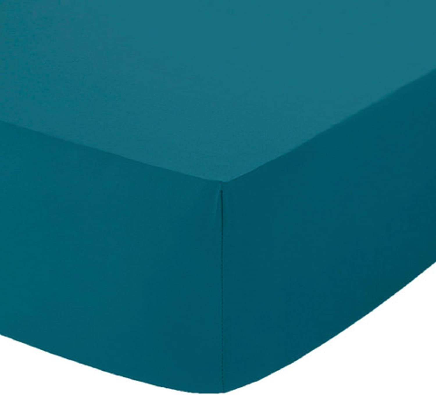 Ocean Nights Plain Dyed 10"(25cm) Box Fitted Bed Sheet Easy Care Polycotton Sheets Single Double King Super King Pillowcase (Teal, Super King)