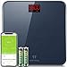 Personenwaage digital BMI Körperwaage Gewichtswaage mit LED Display und Step-On-Technologie, Smartphone-App, Sicherheitsglas und 5-180kg, Grau