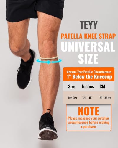 Image of teyy 2PCS Patellar Tendon Support Strap for Knee Pain Relief (Beige) | Silicone patella band for women and men keen bands for basketball, running,tennis,soccer and hiking,includes storage bag