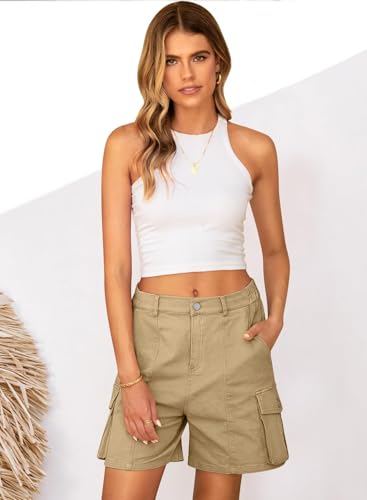 BUNSLOOM Shorts Damen Sommer Cargo Kurze Wanderhose Outdoor Freizeithose mit Mehrfach Taschen