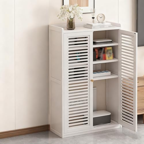 Adjustable WiFi Router Storage Cabinet with Shelves & Doors - Ideal Home Network Organizer, Stylish & Functional for Cable Management & Device Storage