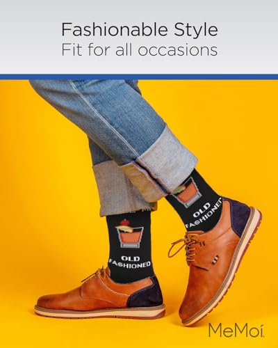 MeMoi Men's Call Me Old Fashioned Rayon Novelty Crew Sock4