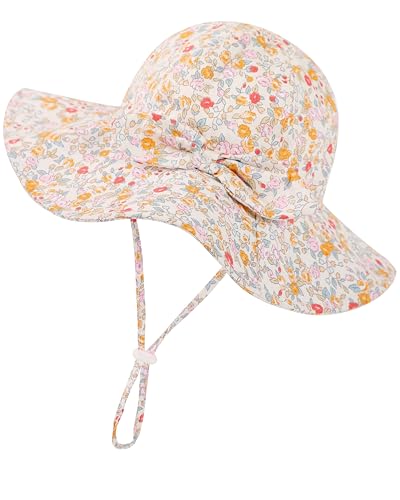 jerague Baby Girl Sun Hat 12-24 Months,Fashion Print Bowknot Summer Bucket Hats for Babies Toddler Girls