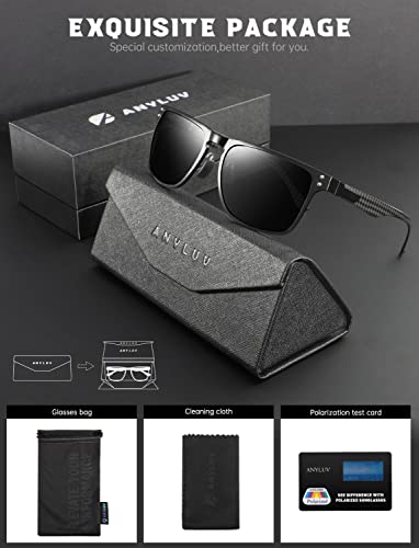 Image of ANYLUV Mens Sunglasses Polarized Upgraded Carbon Fiber Temple Sun Glasses Fashion Driving with UV Protection