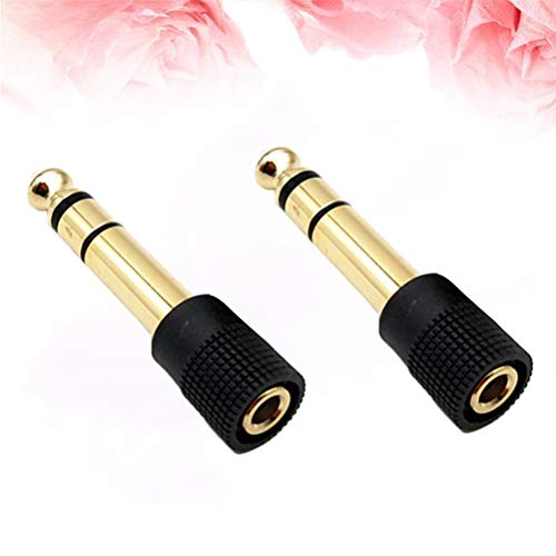 Mobestech 5 Pcs Cobre banhado a ouro 6,5 mm Macho para 3,5 mm Fêmea Conector de Áudio Microfone Adap