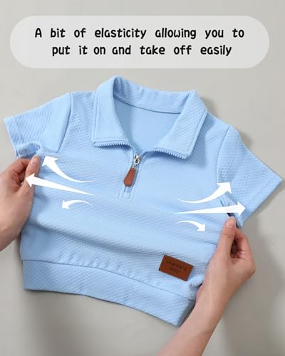 ZOEREA Toddler Baby Boy Clothes Summer Outfits Short Sleeve Solid Elastic Sweatshirt and Shorts 2 Piece Sweatsuit Set 1-5T 5