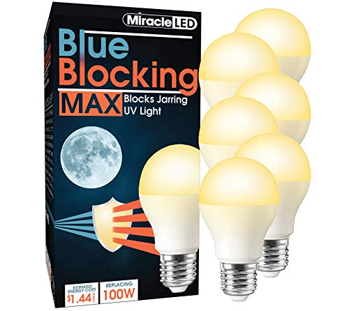 Get Discount 70% Price MiracleLED 604673 MAX 6-Pack Blue Blocking LED Bulb, 100W Replacement