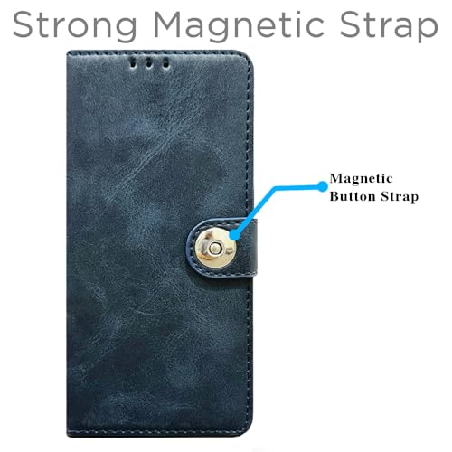 Image of amazon basics Vivo X200T 5G Flip Cover | Card Pockets Wallet & Stand | Flip Cover for Vivo X200T 5G (Blue Button)