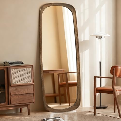 Lzuso Large Full Length Mirror, Wall Mounted Body mirror Wooden Framed Overside Decorative Mirrors for Living Room Bedroom and Entryway, 165x55cm Simple Home Deco Mirrors