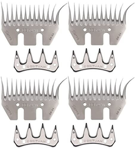 Set peine Beiyuan S6-94 curvo 13 dientes 6 mm bisel + cuchilla Beiyuan BB recta, ideal para lanas apretadas y espesas uso profesional (4) Cover