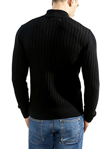 Hotmiss Men's Long Sleeve Stand Collar Zip-Up Slim Fit Cardigan Sweater2