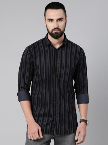 Image of Majestic Man Men's Standard Slim Fit Striped Pure Cotton Casual Shirt