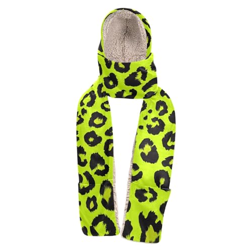 Bonnet d'hiver à capuche imprimé léopard vert pour femme - 7