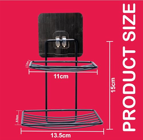 Image of Boniry Wall Mounted Double Layer soap Dish Holder Stainless Steel Wall Hanging Soap Storage Rack for Kitchen Bathroom-with Self Adhesive Magic Sticker (Black)