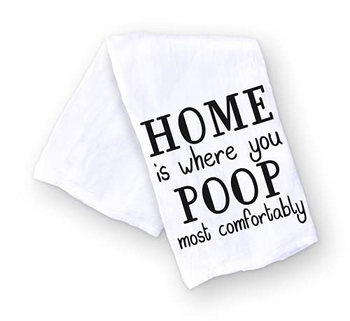 Handmade Funny Bathroom Towel - 100% Cotton Funny Flour Sack Hand Towel for Bath - 28x28 Inch Perfect for Hostess Housewarming Christmas Mother’s Day Birthday Gift (Home is Where...)