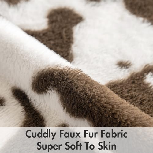 Image of Pack of 2 Faux Fur Cowhide Throw Pillow Covers 20x20 Inch Coffee