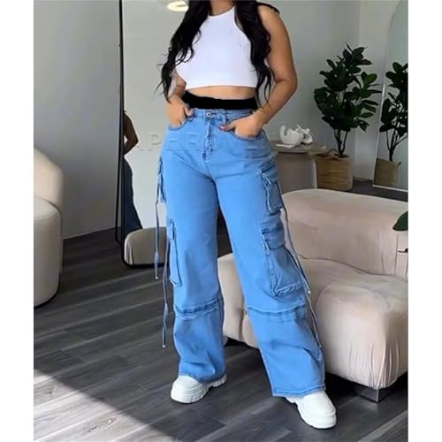 Large Size Women's High Waist Loose Jeans Fashionable Colorful Wide-Leg Jeans2