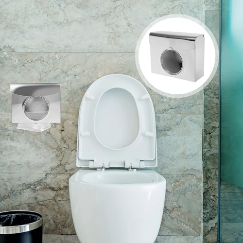 Caja porta pañuelos de acero inoxidable TEHAUX rectangular para pared de baño 8