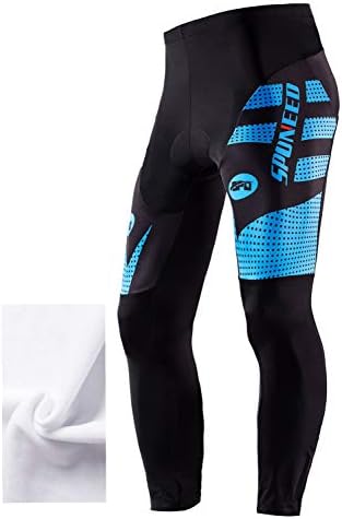 sponeed Padded Cycling Pants Fleece Men Bike Tights Warm Up Windproof Bicycle Clothes US XL Blue