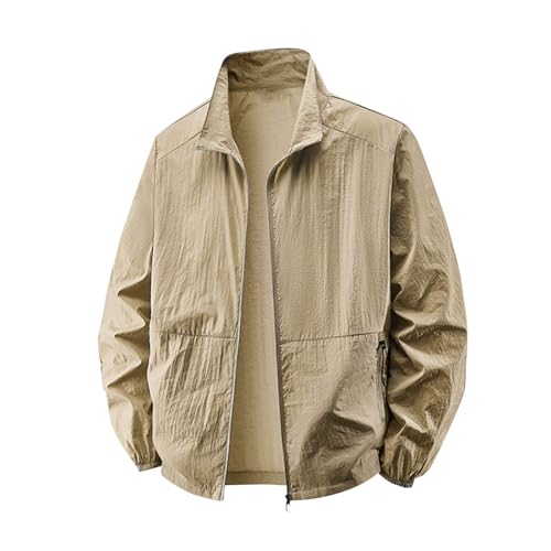 Men Full Zip Up Sun Protection Jackets 2025 Summer Outdoor Hiking Fishing Shirt Long Sleeve Lightweight UV Shirts - Main Image