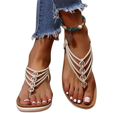 Onsoyours Sommer Pantoletten Damen Strandsandaletten Plattform Leder Mode Aushöhlen Plateau Strand Sandalen Vintage Lässige rutschfest Open Toe Römische Sandaletten B Weiß 41 EU Cover