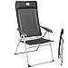 Timber Ridge Składane krzesło ogrodowe, lekkie przenośne krzesło kempingowe z 6-pozycyjną regulacją, do użytku na zewnątrz, na patio, kemping, plażę, do kuchni, przyczepy kempingowej, biura, 5,9 kg, maksymalne obciążenie 120 kg, szare