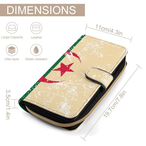 Vintage Algeria Flag Long Wallet for Women Men Purses Coin Pouch Credit Card Holder Organizer2