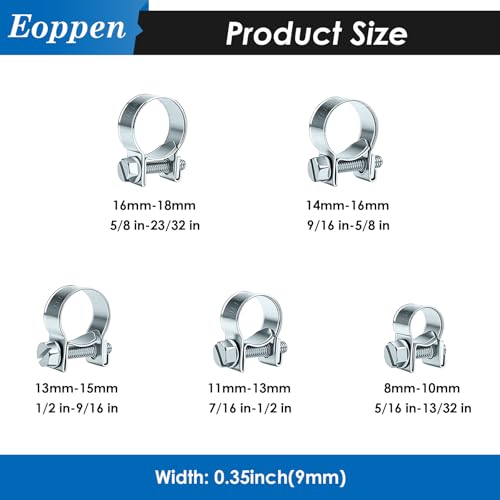 Image of 8-10mm Fuel Injection Hose Clamps, 5 /16 Inch-13 /32 Inch Fuel Injection Gas Line Hose Clamps for Diesel Petrol Pipe