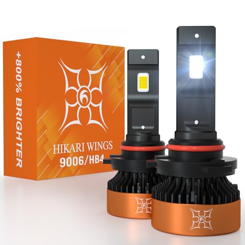 Image of HIKARI WINGS 9012 HIR2 LED Foglight, 50000LM Pure White 6000K LED Bulbs, Plug & Play IP68 Waterproof Pack of 2