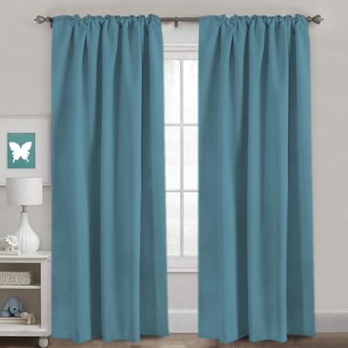 Image of H.VERSAILTEX Blackout Curtains Thermal Insulated Window Treatment Panels Room Darkening Blackout Drapes for Living Room Back Tab /Rod Pocket Bedroom Draperies (2 Panels, Storm Blue, 52 x 84 Inch)