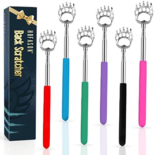 6 Pack Back Scratcher for Men Women, Christmas Stocking Stuffers Novelty Idea Bear Claw Telescopic Scratcher Back Massager Tool, Festival Birthday Christmas Gifts Extendable Back Scratcher
