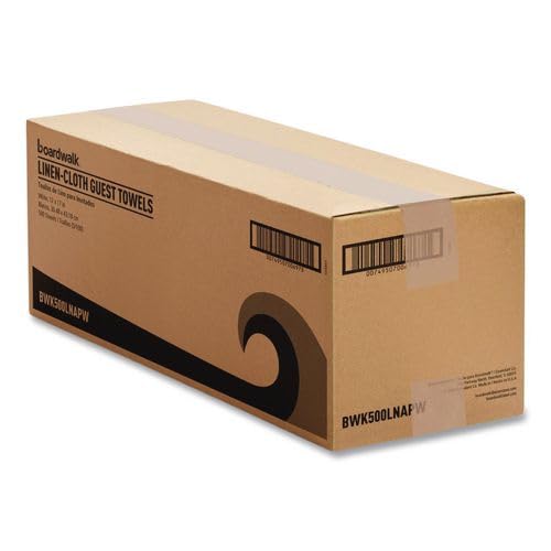 Boardwalk Linen Feel Disposable Guest Paper Towels, 500 Count, 1-Ply, 12"x17", White, Ultra-Soft, Highly Absorbent, Folded, Bathroom, Made in the USA