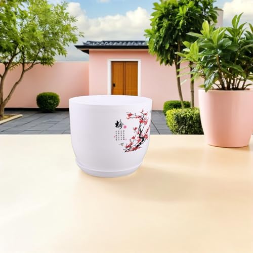 Pot de fleurs résine extra large anti-débordement pour bureau