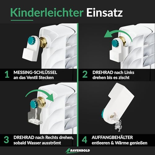 RAVENBOLD Heizungsentlüfter mit Auffangbehälter - OHNE TROPFEN - integrierter 5x5mm Vierkant Entlüftungsschlüssel für Heizkörper… – Ansicht 4