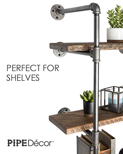 Pipe Decor 1" Malleable Cast Iron Floor Flange 6 Pack, Industrial Steel Grey Fits Standard Half Inch Threaded Black Pipes And Fittings, Build Vintage Diy Furniture Shelving, Six Plumbing Flanges #TOP2