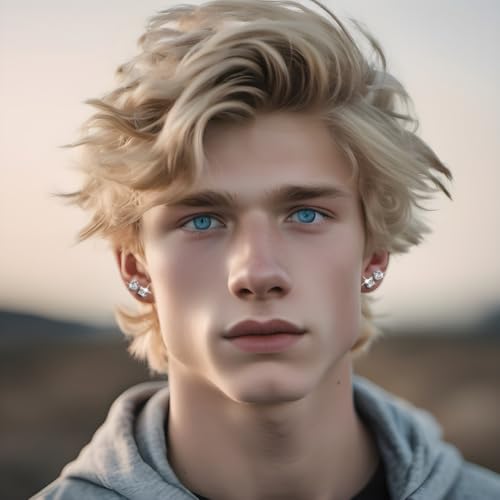 2 Pairs Stainless Steel Magnetic Stud Earrings for Men Women Non-piercing CZ Hypoallergenic Clip on Earring Magnetic Studs Earring 5-8MM(SE-21)3