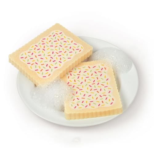 Image of Genuine Fred SLOP TARTS, Set of 4, Compressed Kitchen Sponges, Expands When Wet, Clever and Quirky Kitchen Accessory