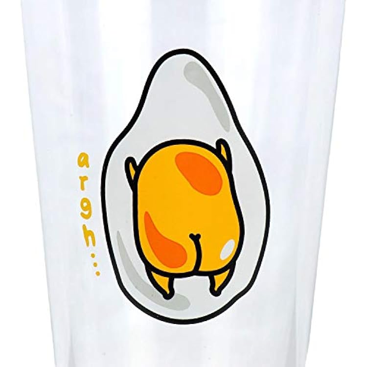 Seven20 OFFICIAL Gudetama The Lazy Egg Pint Glass | Features Gudetama's Back in a Cute Lazy Style | 16 Oz. Cup