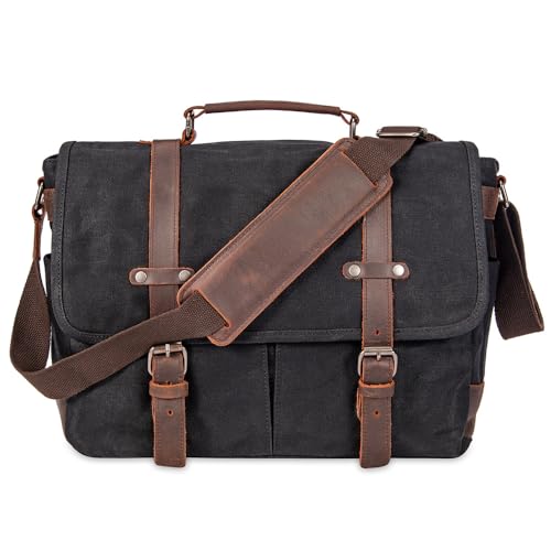 peacechaos Messenger Bag for Men, Briefcases Lightweight Men's Laptop Bag 15.6 inch Water Resistant Crossbody Satchel Bags (Black)