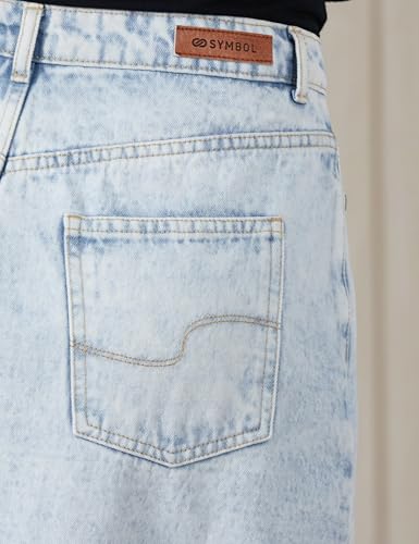 Image of Amazon Brand - Symbol Women's Cotton A-line Denim Skirt (High Rise | Midi Length) (Available in Plus Sizes)