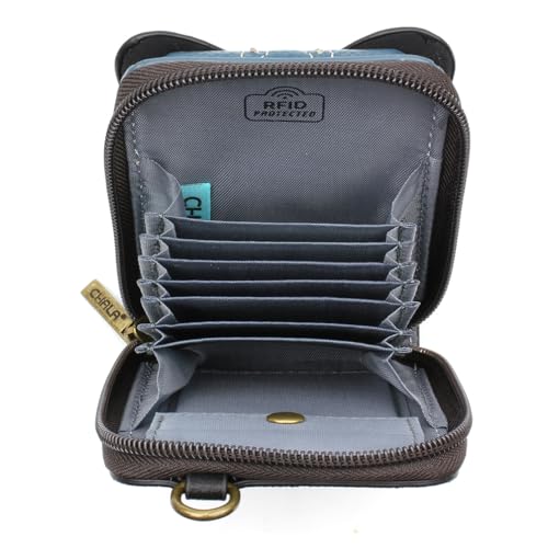 Image of CHALA RFID Cute-C Credit Card Holder Wallet Wristlet - Women Faux Leather Cute-C with Strap